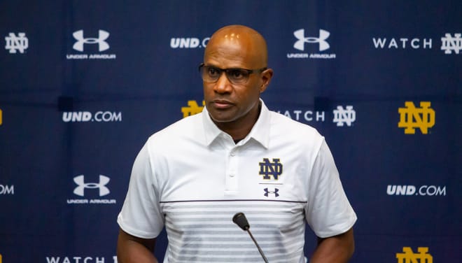 Former Notre Dame cornerbacks coach Todd Lyght (Photo by Mike Miller)