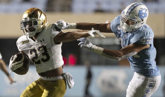 Notre Dame Fighting Irish football junior running back Kyren Williams vs. the North Carolina Tar Heels