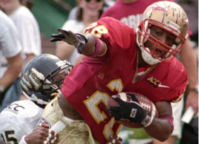 Florida State great Warrick Dunn spoke with the Seminoles' current players Thursday night.