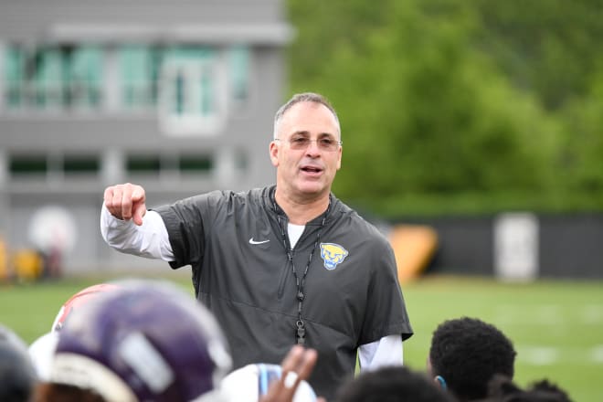 Pitt coach Pat Narduzzi at a prospect camp this month