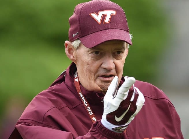 Former Virgina Tech Coach Frank Beamer went into the College Football Hall of Fame with Mack Brown.