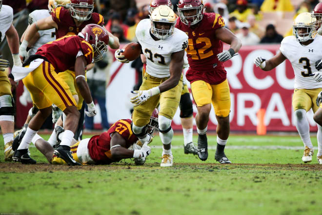 Josh Adams concluded another strong season in 2016 with a career high 180 yards rushing at USC.
