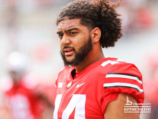 Ohio State defensive end J.T. Tuimoloau has been tenacious. (Birm/DTE)