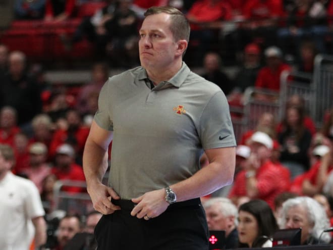 ISU head coach T.J. Otzelberger looks on during his team's 12-point loss at Texas Tech.