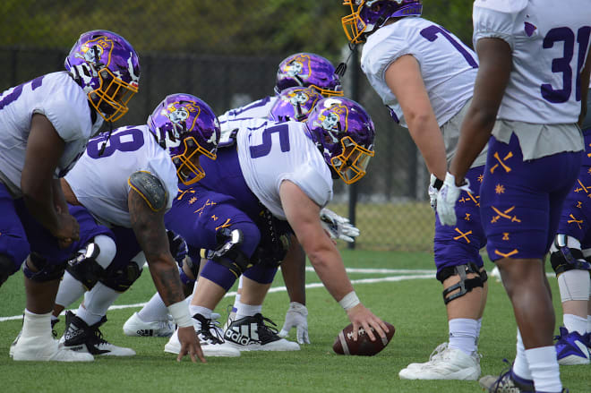 East Carolina's offensive line is beginning to round into shape as spring practice continues in Greenville.