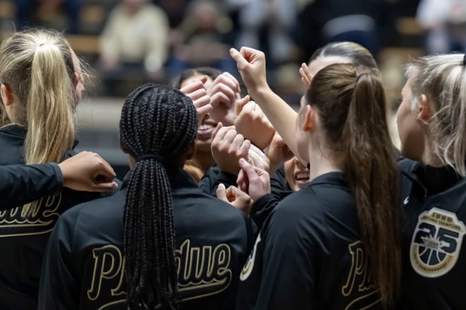 Boilers huddle before the NCAA women s basketball game against the Southern Jags, Sunday, Nov. 12, 2023, at Mackey Arena in West Lafayette, Ind. Purdue won 67-50.