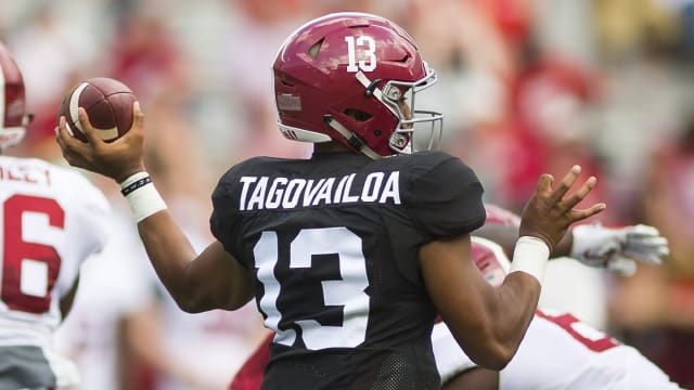 Alabama freshman quarterback Tua Tagovialoa turned heads with a stellar performance in the A-Day game. Photo | Laura Chramer