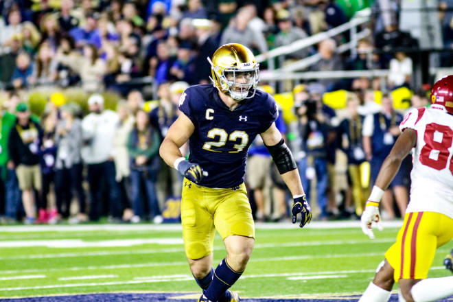 Senior rover Drue Tranquill during Notre Dame's 49-14 win over USC.