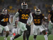 Arizona State linebacker Darien Butler runs a drill at the NFL