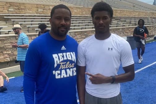 Eric Harris with Tulsa assistant coach Dominique Franks