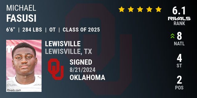 Michael Fasusi 2025 Offensive Tackle Oklahoma