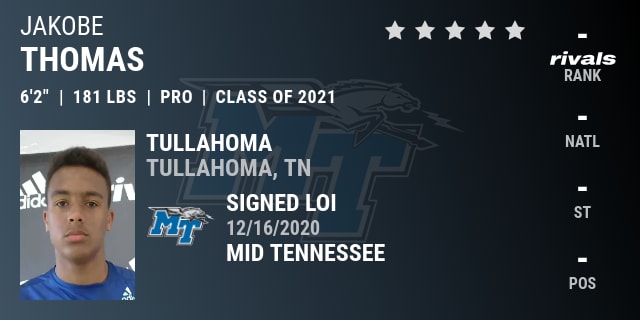 Jakobe Thomas, 2021 Pro Style Quarterback, Mid Tennessee